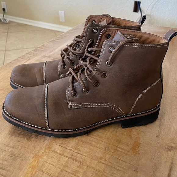 Ferro Aldo Mens Ankle High Cap Toe Fleece Lined Military Combat Boots, Brown Sz9 - Picture 2 of 7